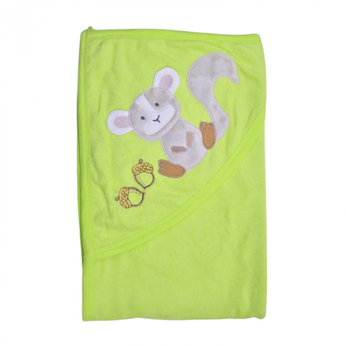 Set 2 piese, prosop cu gluga si batista, pentru baieti, 85 x 80 cm Mini Junior PRS747, Verde [3]