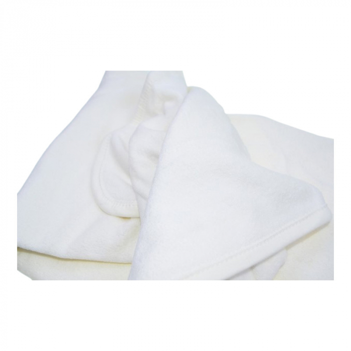Set 2 piese, prosop cu gluga si batista, pentru baieti, 95 x 80 cm, Mini Junior PRS0109A, Alb [4]