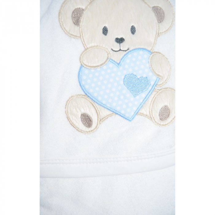 Set 2 piese prosop cu gluga si batista pentru baieti 80 x 80 cm Mini Junior P040823-4, Alb [4]