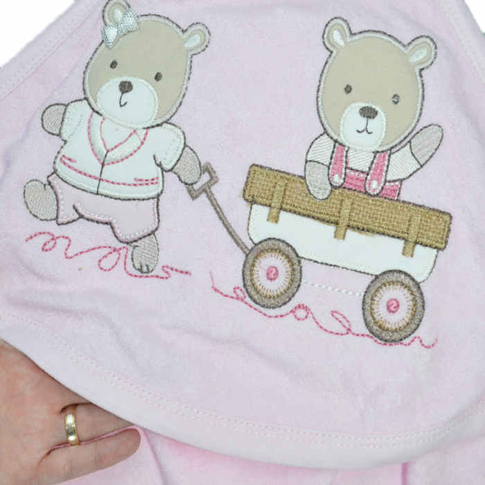 Set 2 piese prosop cu gluga si batista pentru fete Baby Line PPB125, Roz [4]