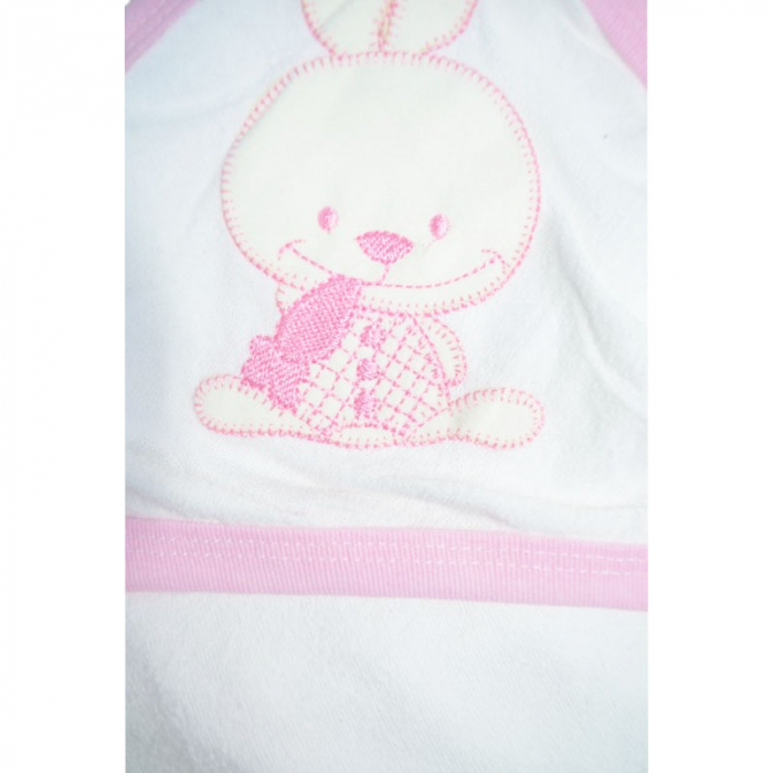 Set 2 piese prosop cu gluga si manusa pentru fete 100 x 70 cm Mini Junior P040823-2, Alb [4]
