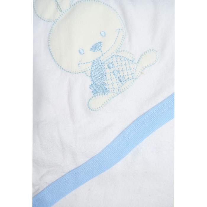 Set 2 piese prosop cu gluga si manusa pentru baieti 100 x 70 cm Mini Junior P040823-1, Alb [4]