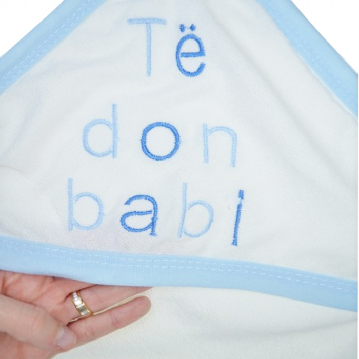 Set 2 piese prosop cu gluga si manusa pentru baieti Mini Junior PPB117, Alb [4]