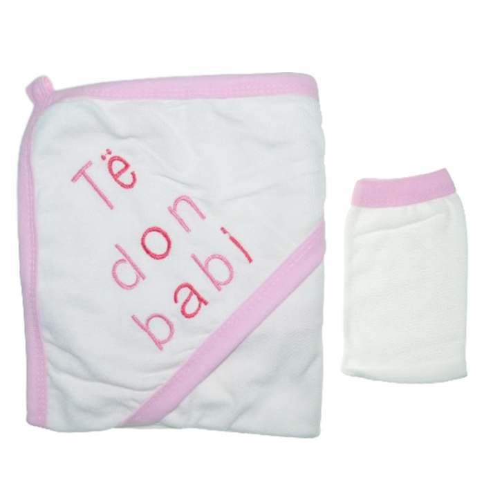 Set 2 piese prosop cu gluga si manusa pentru fete Mini Junior PPB115, Alb [2]