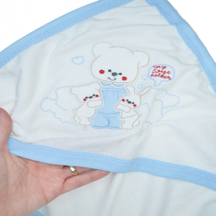 Set 2 piese prosop cu gluga si manusa pentru baieti Mini Junior PPB113, Alb [4]