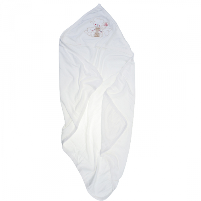 Set 2 piese prosop cu gluga si manusa pentru copii Mini Junior PPB112, Alb [1]