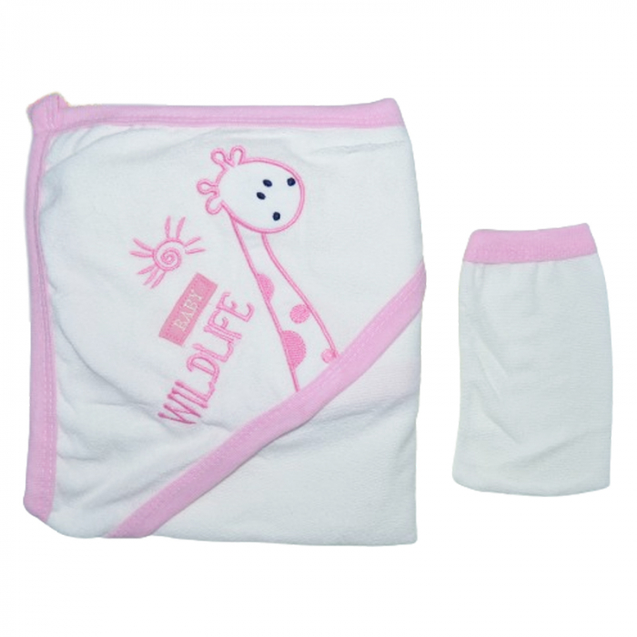 Set 2 piese prosop cu gluga si manusa pentru fete Mini Junior PPB118, Alb [2]