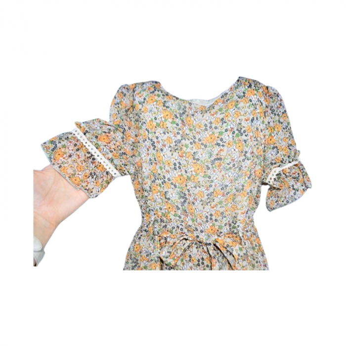 Set rochie cu maneca scurta, cu imprimeu floral si geanta pentru fete, Blueberry's 6629, Multicolor [3]