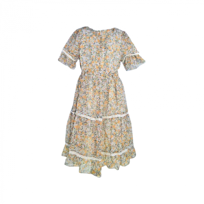 Set rochie cu maneca scurta, cu imprimeu floral si geanta pentru fete, Blueberry's 6629, Multicolor [5]
