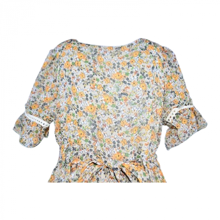 Set rochie cu maneca scurta, cu imprimeu floral si geanta pentru fete, Blueberry's 6629, Multicolor [6]