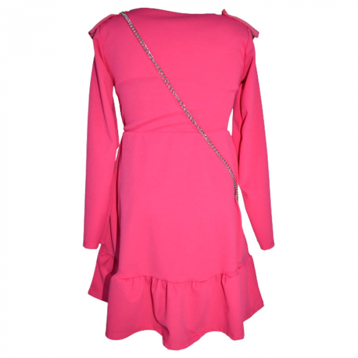 Set 2 piese rochie eleganta cu maneca lunga si geanta pentru fete JDJ 270323-31, Fucsia [2]
