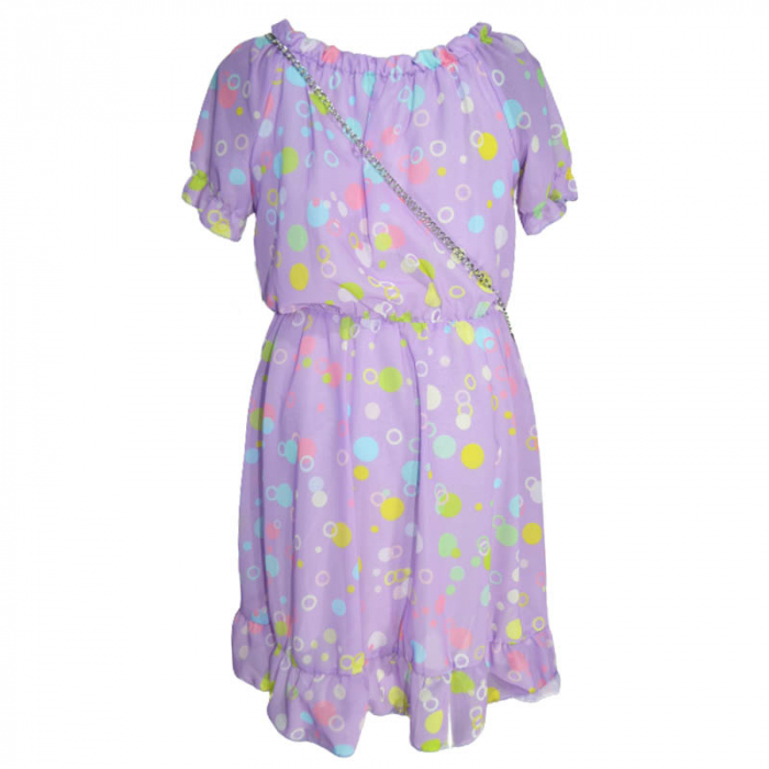 Set 2 piese rochie eleganta cu maneca scurta si geanta pentru fete Lucky Girl 270323-13, Mov [2]