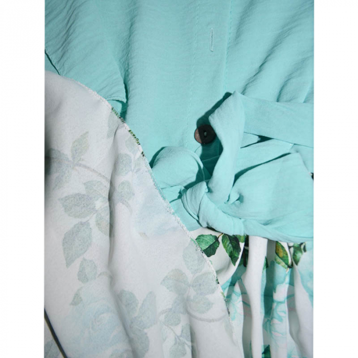 Set 2 piese rochie eleganta cu maneca scurta si geanta pentru fete New Collection 270323-37, Turcoaz [3]