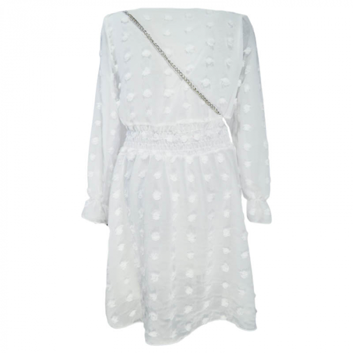 Set 2 piese rochie eleganta cu maneca lunga si geanta pentru fete Lucky Girl 270323-32, Alb [2]