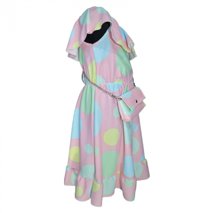 Set 2 piese rochie eleganta cu maneca scurta si geanta pentru fete Lucky Girl 270323-8, Roz [3]