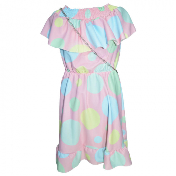 Set 2 piese rochie eleganta cu maneca scurta si geanta pentru fete Lucky Girl 270323-8, Roz [2]