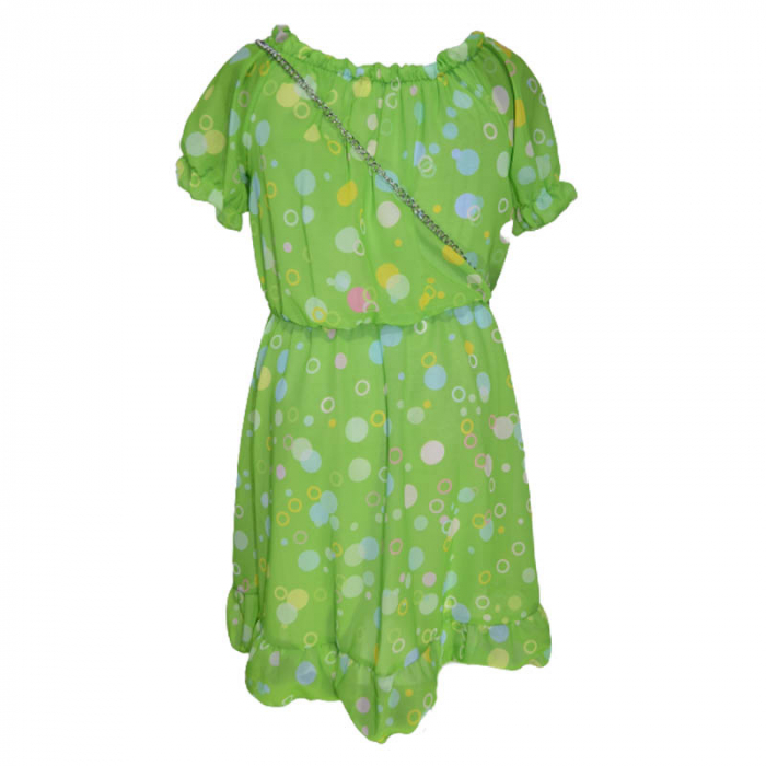 Set 2 piese rochie eleganta cu maneca scurta si geanta pentru fete Lucky Girl 270323-12, Verde [2]