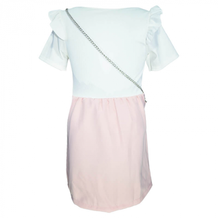 Set 2 piese rochie eleganta cu maneca scurta si geanta pentru fete New Collection 270323-39, Roz [2]
