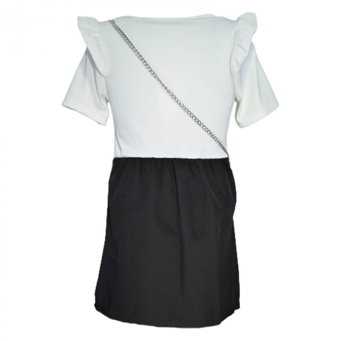 Set 2 piese rochie eleganta cu maneca scurta si geanta pentru fete New Collection 270323-40, Negru [2]