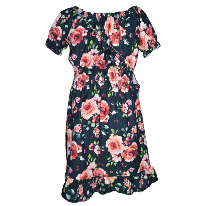 Set 2 piese rochie eleganta cu maneca scurta si geanta pentru fete New Collection 270323-42, Negru [2]