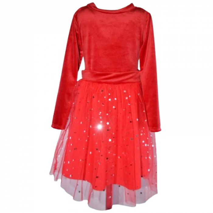 Rochie cu maneca lunga  pentru fete Minijunior T8391, Rosu [3]