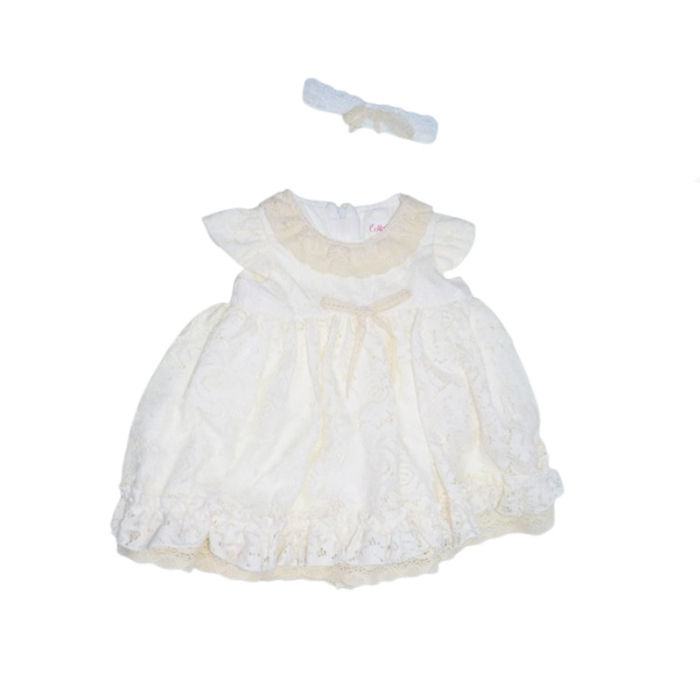 Set 2 piese rochie eleganta si bentita pentru fete Colibri RCLB-1, Crem [2]