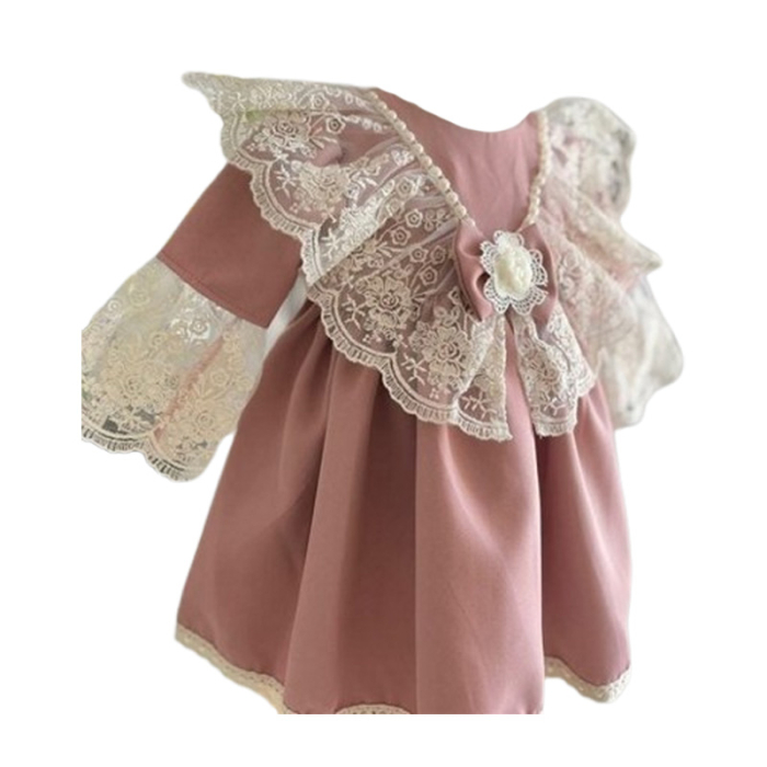 Set 2 piese, rochie eleganta si bentita, pentru botez, pentru fete, Gabrielle Bebe CA52427, Roz [8]