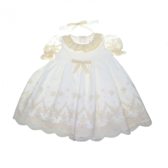 Set 2 piese rochie eleganta si bentita pentru fete Colibri RCLB-2, Alb [6]