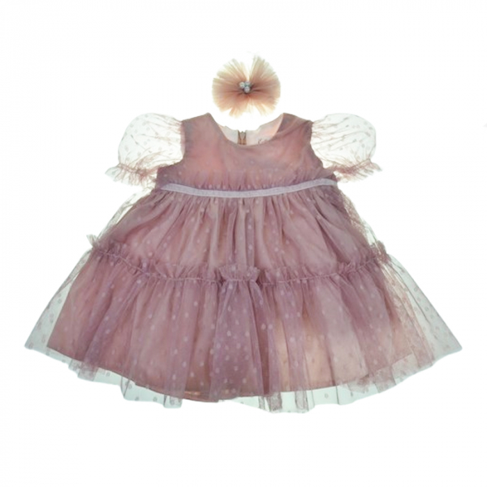 Set 2 piese rochie eleganta si bentita pentru fete Colibri RCLB-4, Roz [1]