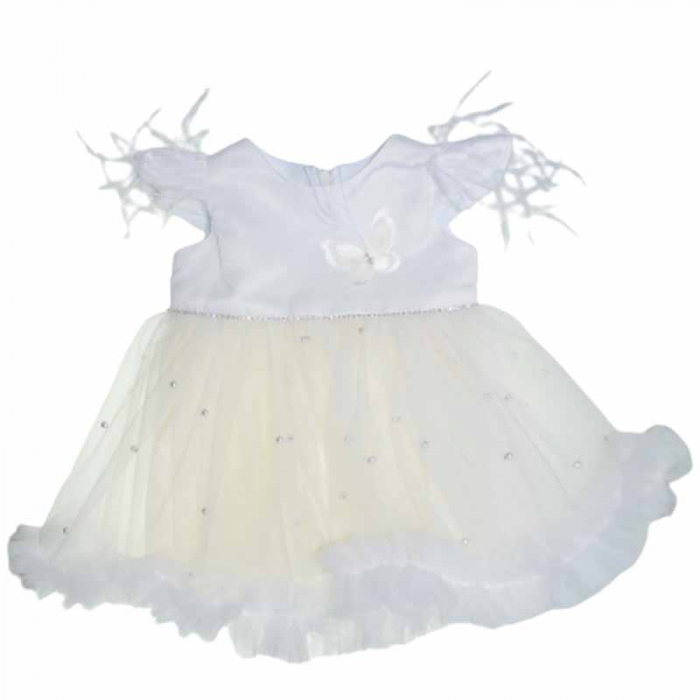 Set 3 piese rochie eleganta, bolero si bentita pentru fete Micul Vip R030623, Alb [2]