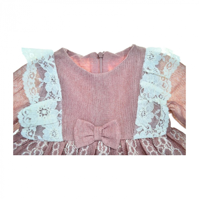Set 2 piese rochita cu maneca lunga si bentita pentru fete Mini Junior, RCH-MJ4543, Roz [3]