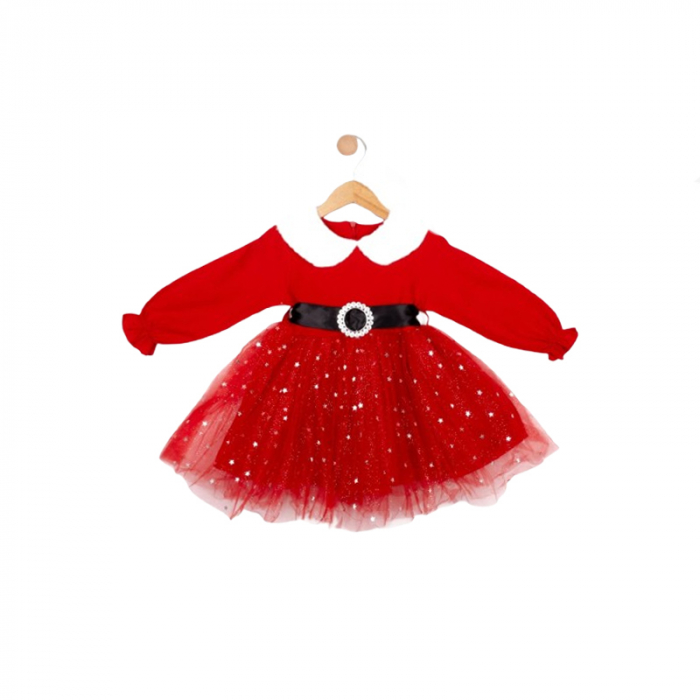Set 2 piese rochita si caciula pentru fete Mini Junior RCH-60040, Rosu [4]