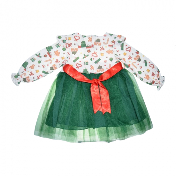 Set 2 piese rochita si cordeluta pentru fete Mini Junior RCH-60039, Verde [2]