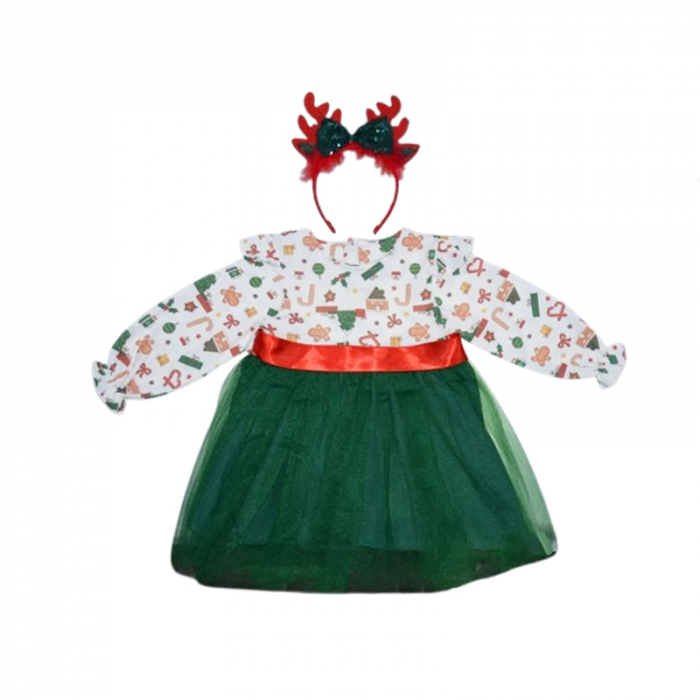 Set 2 piese rochita si cordeluta pentru fete Mini Junior RCH-60039, Verde [1]