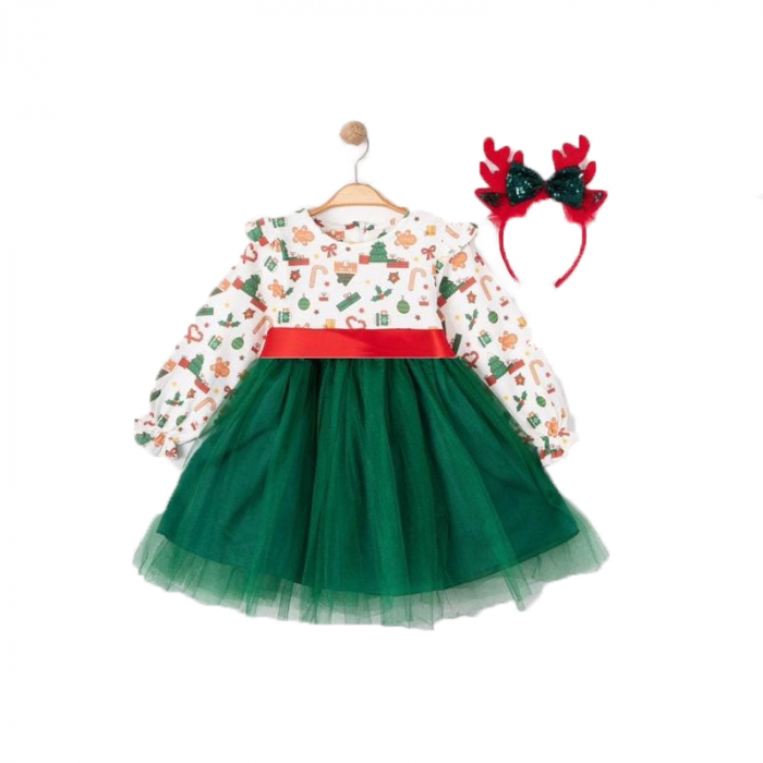 Set 2 piese rochita si cordeluta pentru fete Mini Junior RCH-60039, Verde [5]