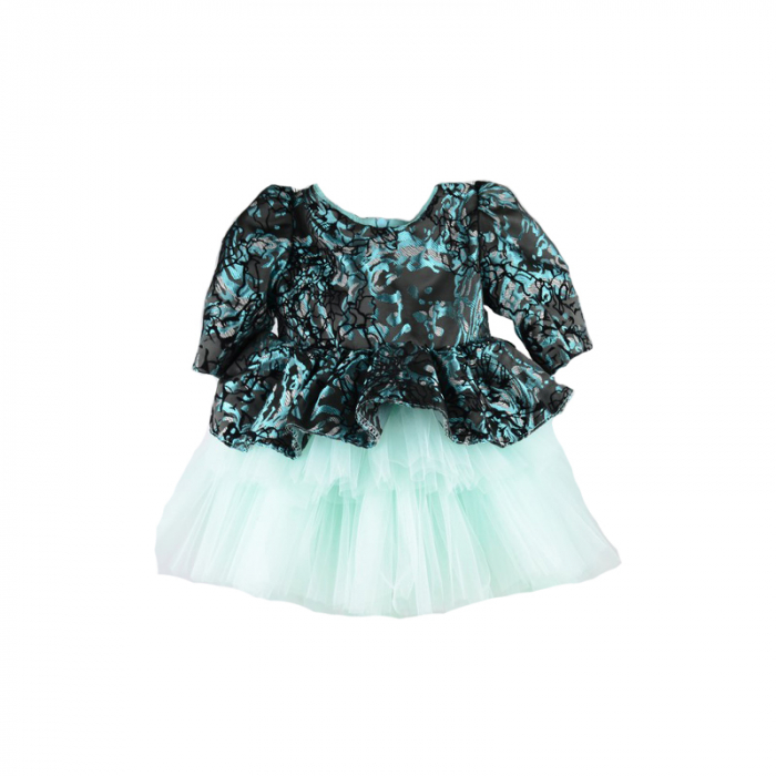 Set 2 piese rochita si turban pentru fete Mini Junior 62BV-62-1-3-luni, Multicolor [2]