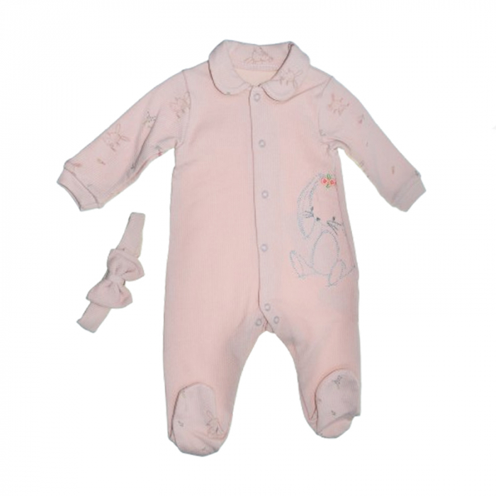 Set 2 piese salopeta cu maneca lunga si bentita pentru fete Mini Junior SETMJ-9, Roz [1]