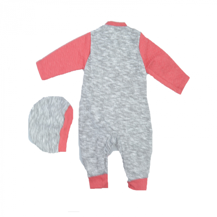 Set 2 piese salopeta cu maneca lunga si caciula pentru baieti Sevnur T439, Gri [2]