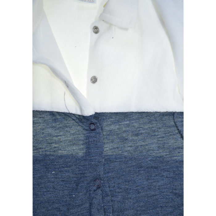 Set 2 piese salopeta cu maneca lunga si caciula pentru baieti Bebelinna S020823-8, Bleumarin [3]