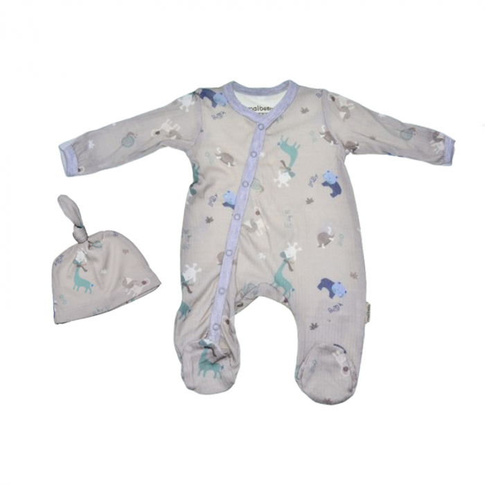 Set 2 piese salopeta cu maneca lunga si caciula pentru baieti Mini Junior SETMJ-6, Gri [6]