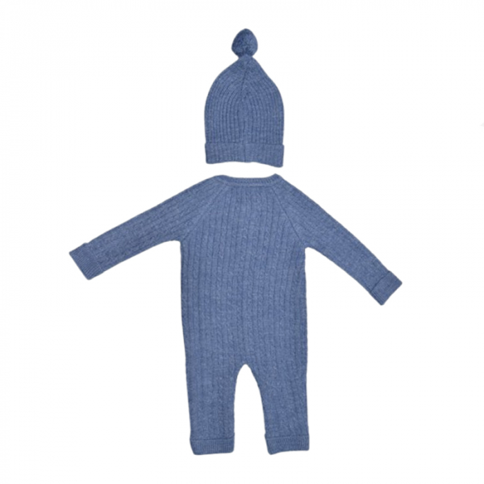 Set 2 piese salopeta cu maneca lunga si caciula pentru baieti Mini Junior SLP-MJ4102, Albastru [2]