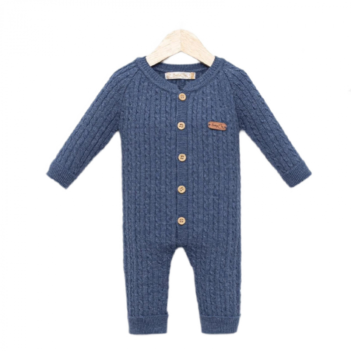 Set 2 piese salopeta cu maneca lunga si caciula pentru baieti Mini Junior SLP-MJ4102, Albastru [4]