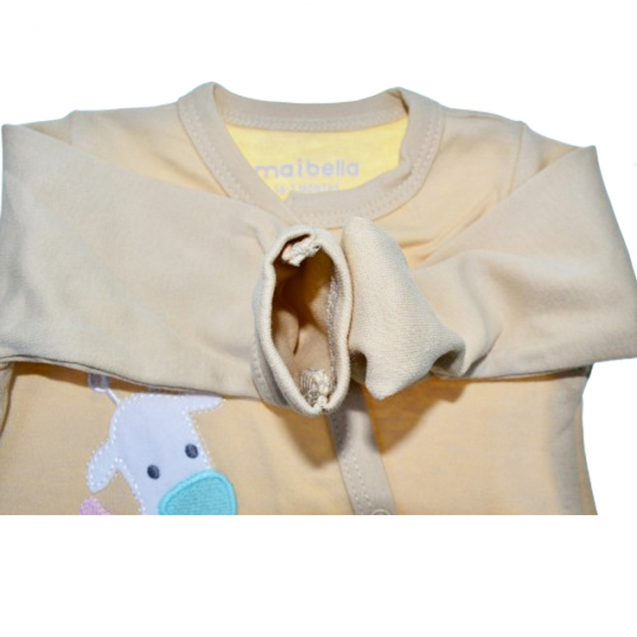 Set 2 piese salopeta cu maneca lunga si caciula pentru copii Mini Junior SETMJ-8, Bej [3]