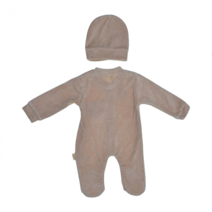 Set 2 piese salopeta cu maneca lunga si caciula pentru copii Mini Junior SLP-MJ8, Bej [2]