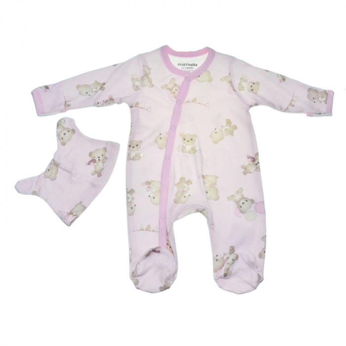 Set 2 piese salopeta cu maneca lunga si caciula pentru fete Mini Junior SETMJ-5, Roz [1]
