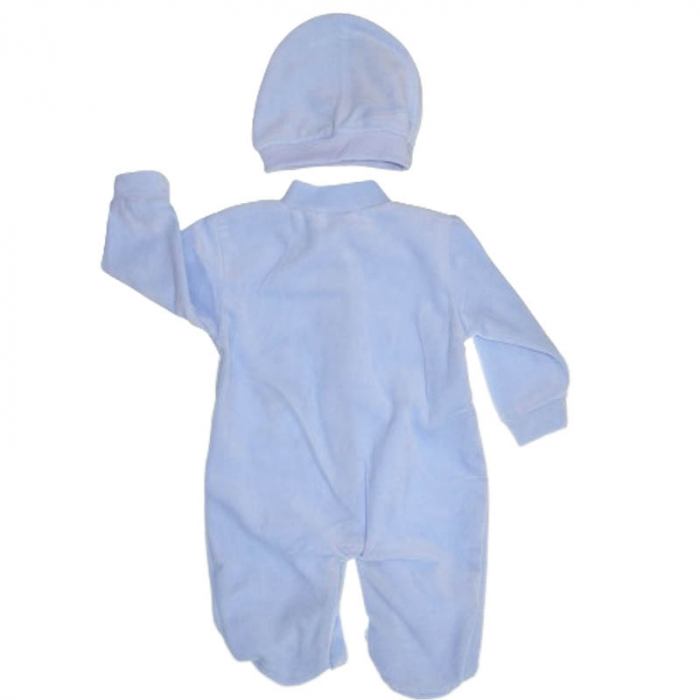 Set 2 piese salopeta cu maneca lunga si caciula pentru baieti Minipety MP247, Albastru [2]