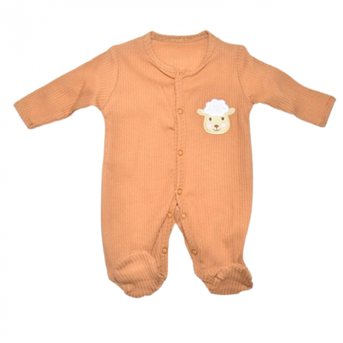 Set 2 piese salopeta cu maneca lunga si caciula, pentru prematuri, Mini Junior 233408, Maro [3]