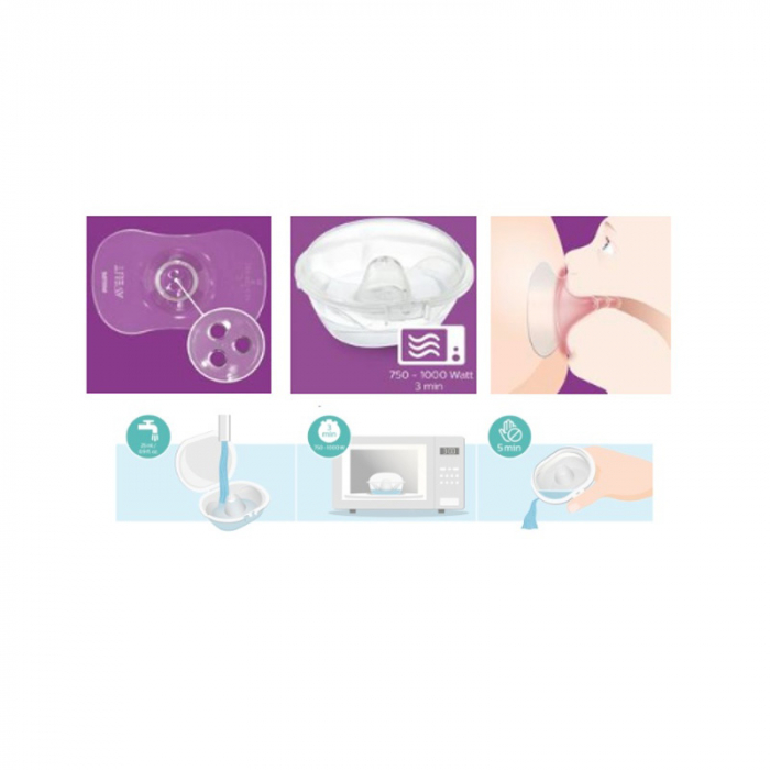 Set 2 protectii din silicon pentru mameloane M Philips Avent SCF153/03, Transparent [3]