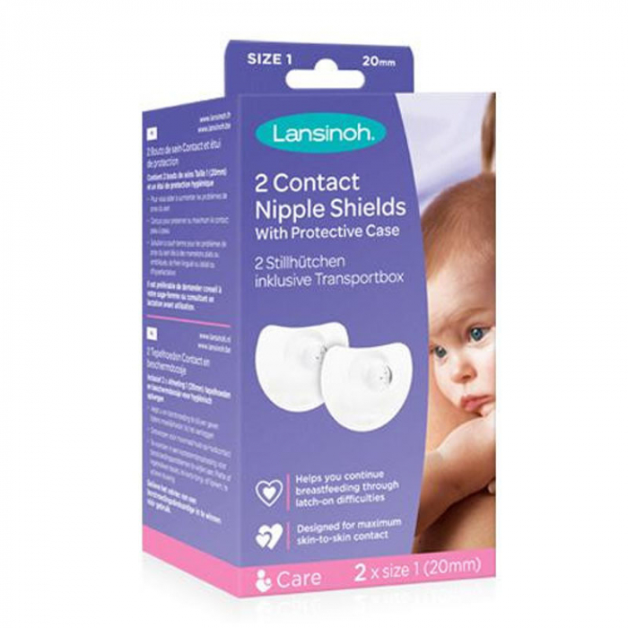 Set 2 protectii din silicon pentru mameloane Size 1 20 mm Lansinoh 230765, Transparent [2]