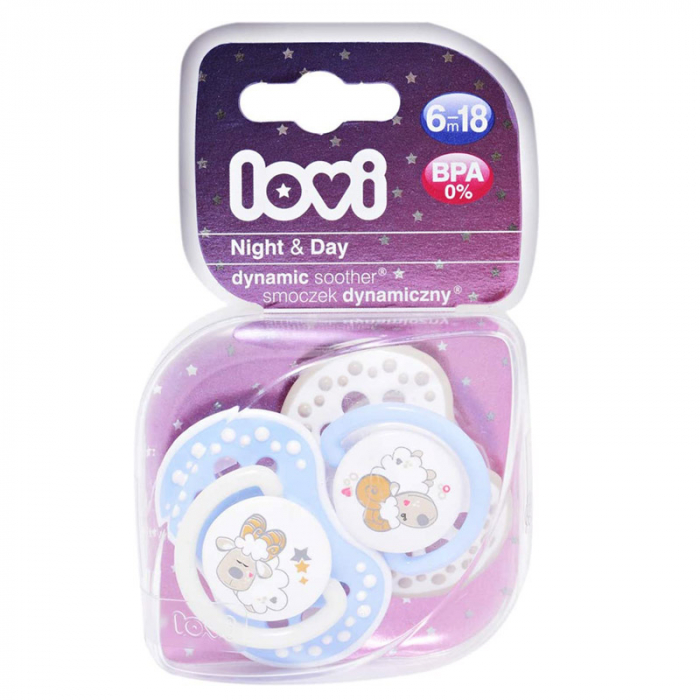 Set 2 suzete dinamice din silicon 6-18 luni Lovi Night & Day 22/811 [3]